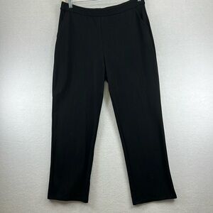 Erika Women’s Knit Pants Size L Black Elastic Waistband Wider Straight Leg Comfy